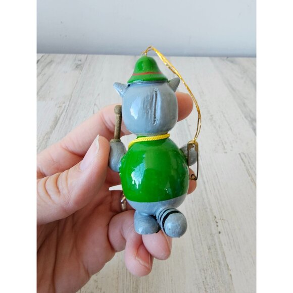 Vintage dakin wooden raccoon band drums ornament Xmas tree - Picture 3 of 8
